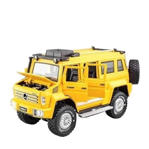 SYYANFEI Auto Modell 1:28 Für Unimog U5000 Legierung Auto Diecast Spielzeug Metall Geländewagen Modell Simulation Sound Und Licht Sammlung Jungen Mädchen Geschen(Amarillo) von SYYANFEI