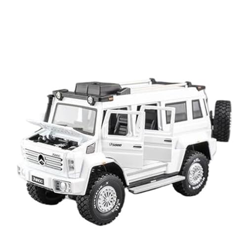 SYYANFEI Auto Modell 1:28 Für Unimog U5000 Legierung Auto Diecast Spielzeug Metall Geländewagen Modell Simulation Sound Und Licht Sammlung Jungen Mädchen Geschen(Blanco) von SYYANFEI