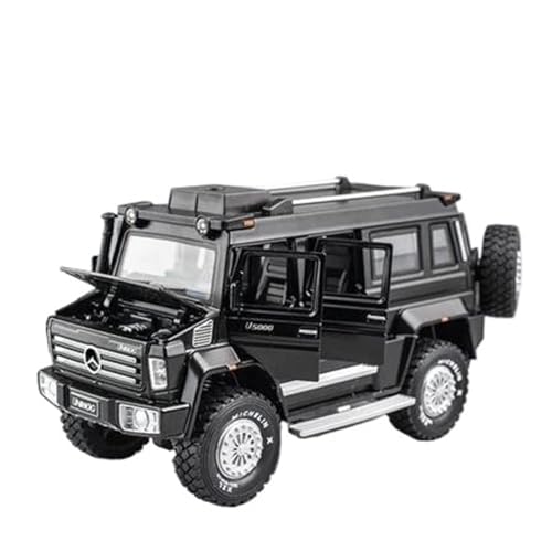 SYYANFEI Auto Modell 1:28 Für Unimog U5000 Legierung Auto Diecast Spielzeug Metall Geländewagen Modell Simulation Sound Und Licht Sammlung Jungen Mädchen Geschen(Negro) von SYYANFEI