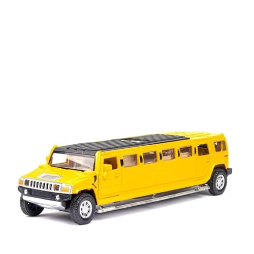 SYYANFEI Auto Modell 1:32 Für Alloy Hummer H2 Lengthen Limousine Metall-Druckguss-Auto Mit Sound Und Licht Zurückziehbares Blinkendes Musikspielzeug Jungen Mädchen Geschen(Yellow) von SYYANFEI