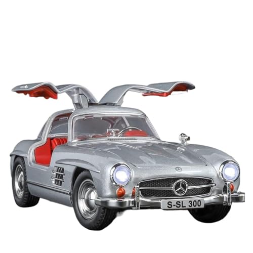 SYYANFEI Auto Modell 1:32 Für Benzs 300SL Legierung Auto Modell Druck Druck Klassische Fahrzeuge Auto Modell Simulation Sound Licht Sammlung Spielzeug Jungen Mädchen Geschen(Grau) von SYYANFEI