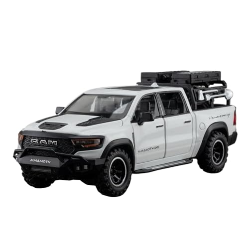 SYYANFEI Auto Modell 1:32 Für Dodge Mammoth1000 TRX Legierung Pickup Auto Diecast Metall Off-Road Simulation Sound Und LightToy Erwachsene Sammlung Jungen Mädchen Geschen(Weiß) von SYYANFEI