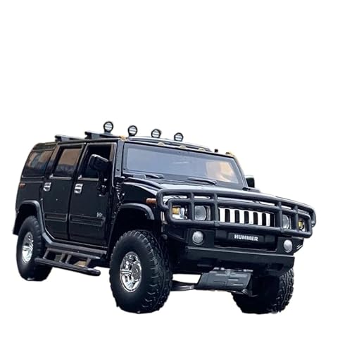 SYYANFEI Auto Modell 1:32 Für Hummer H2 Legierung Auto Druckguss Spielzeug Metall Geländewagen Modell Simulation Sound Licht Sammlung Jungen Mädchen Geschen(Schwarz) von SYYANFEI