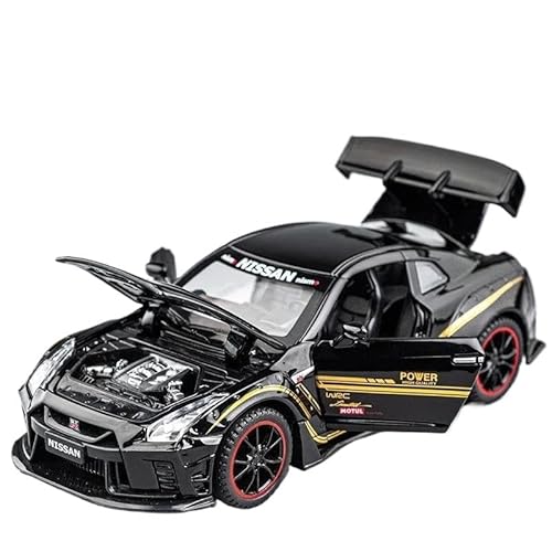 SYYANFEI Auto Modell 1:32 Für Nissan GTR R35 Supercar Legierung Auto Metall Sammlung Modell Auto Sound Und Licht Spielzeug Dekoration Kleinkinder Kinder Jungen Mädchen Geschenk(Schwarz) von SYYANFEI