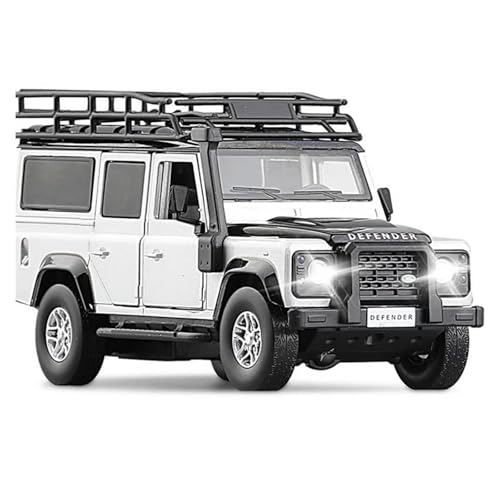 SYYANFEI Auto Modell 1:32 Für Range Rover Defender Legierung Auto Diecast Spielzeug Metall Geländewagen Modell Simulation Sound Licht Jungen Mädchen Geschen(Weiß) von SYYANFEI