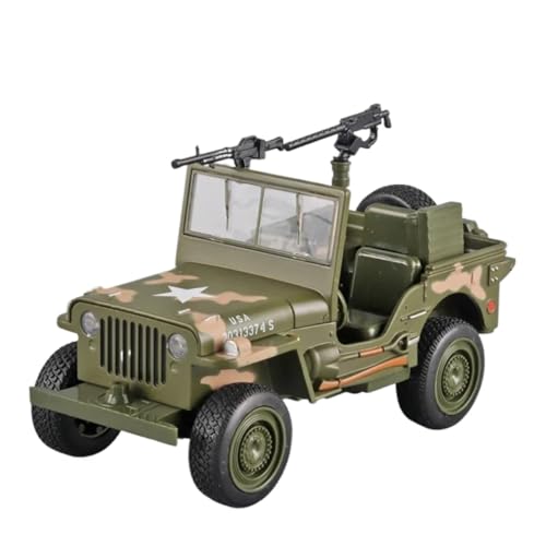 SYYANFEI Auto Modell 1:32 Für Willys Off-Road-Militärauto-Modell Spielzeug Legierung Karosserie Gummireifen, Sound Licht Rückzugsfahrzeug-Kollektion Jungen Mädchen Geschen(Green1) von SYYANFEI