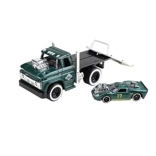 SYYANFEI Auto Modell 1:64 Für Legierung Muscle Truck Pritsche Transport Auto Fahrzeuge Druckguss Metall Anhänger Rettungs Auto Modell Spielzeug Jungen Mädchen Geschen(Grün) von SYYANFEI