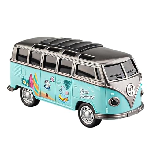 SYYANFEI Auto Modell Für Mini-Cartoon-Bus-Bus-Simulation Zinklegierung Druckguss-Automodell Sound Und Lichtrückseite Spielzeugkollektion Jungen Mädchen Geschen(Blau) von SYYANFEI