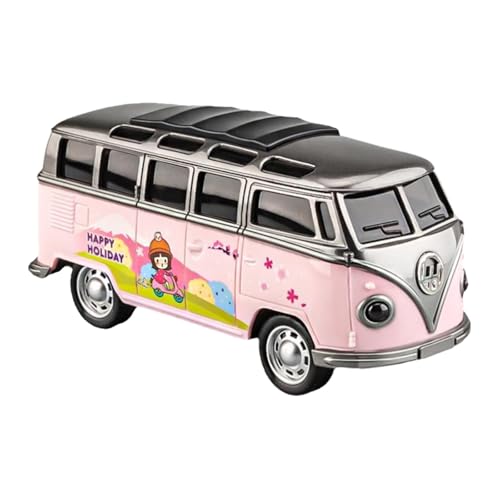 SYYANFEI Auto Modell Für Mini-Cartoon-Bus-Bus-Simulation Zinklegierung Druckguss-Automodell Sound Und Lichtrückseite Spielzeugkollektion Jungen Mädchen Geschen(Rosa) von SYYANFEI