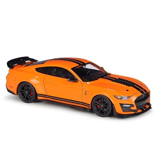 SYYANFEI Auto Modell Maßstab 1:24 Für Ford Mustang Cobra GT500 Aus Metalldruckguss, Simulationslegierung, Autospielzeug Hobby-Sammlungsdisplay Jungen Mädchen Geschen(Orange) von SYYANFEI