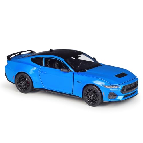 SYYANFEI Auto Modell Maßstab 1:25 Aus Druckgussmetall Ford Mustang GT2024, Sportwagen, Legierungsautomodell Heimtextilien Sammlerstücke Spielzeug Jungen Mädchen Geschen(Blau) von SYYANFEI