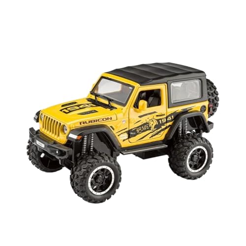 SYYANFEI Auto Modell Maßstab 1:32 Für Rubicon-Offroad-Legierungsautomodell Mit Sound Und Licht, Retro-Rückziehfunktion Jungen Mädchen Geschen(Yellow) von SYYANFEI