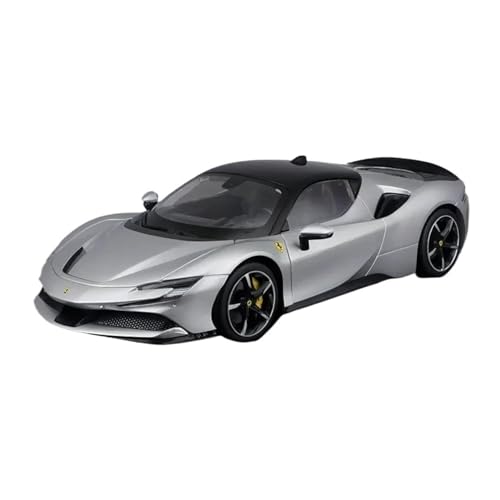 SYYANFEI Auto Modell Sammleredition 1:18 Ferrari Sf90 Silvery Miniatur-Druckgussfahrzeug-Automodell-Spielzeug Für Sammeln Jungen Mädchen Geschen von SYYANFEI