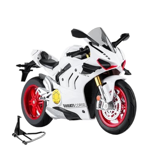 SYYANFEI Mini Alloy Motorrad Model 1:10 Für Ducati V4S S1000RR H2R Legierung Druck Motorrad Modell Spielzeug Druckguss-Nachbildung(Weiß) von SYYANFEI