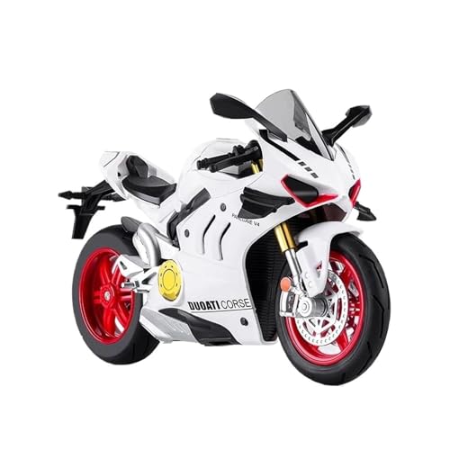 SYYANFEI Mini Alloy Motorrad Model 1:10 Für V4S S1000RR H2R Straßenmotorrad Straßenlegierungsmodell Mit Einzigartigem Design, Jungengeschenk Druckguss-Nachbildung(Weiß) von SYYANFEI