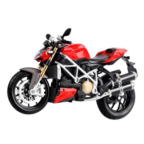 SYYANFEI Mini Alloy Motorrad Model 1:12 Für Ducati Street Fighter Simulation Motorrad Modell Kinder Spielzeug Dekoration Geschenk Druckguss-Nachbildung(Rot) von SYYANFEI