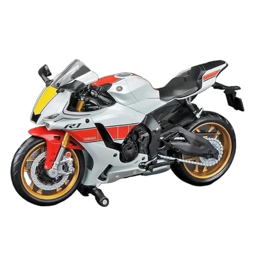 SYYANFEI Mini Alloy Motorrad Model 1:12 Für Yamaha YZF-R1M 60. Jahrestag Rennmotorräder Legierung Motorrad Modell Sammlung Spielzeug Kind Geschenk Druckguss-Nachbildung(Weiß) von SYYANFEI