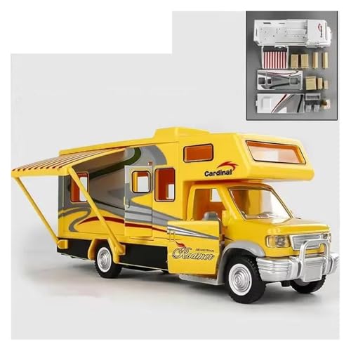 SYYANFEI Mini Alloy Motorrad Model 1:28 Für Legierung Luxus RV Caravan Fahrzeuge Auto Diecast Metall Camper Van Wohnmobil Tourenwagen Modell Sound Licht Spielzeug Druckguss-Nachbildung(Yellow) von SYYANFEI