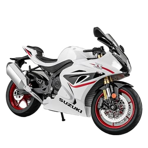 SYYANFEI Mini Alloy Motorrad Model 1:9 Für Suzuki GSX-1000R Legierung Racing Motorrad Modell Simulation Diecast Metall SportsMotorcycle Sound Licht Kinder Geschenk Druckguss-Nachbildung(Weiß) von SYYANFEI