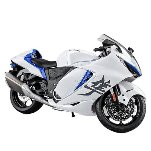 SYYANFEI Mini Alloy Motorrad Model 1:9 Für Suzuki Hayabusa GSX-1300R Legierung Racing Motorrad Diecast Metall Sport Motorrad Modell Mit Licht Spielzeug Geschenk Druckguss-Nachbildung(Weiß) von SYYANFEI