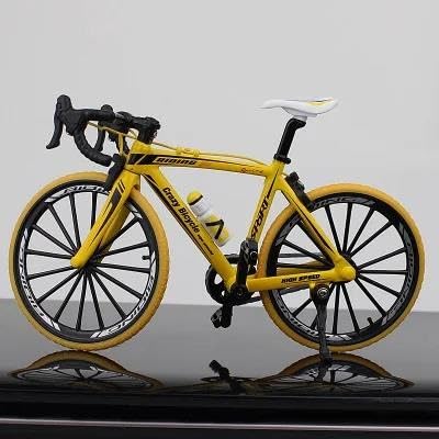 SYYANFEI Mini-Mountainbikespielzeug Fahrradmodell 1:10 zur Simulation von Fahrradkurvenstraßen-Mini-Rennspielzeugen für Erwachsene Sammlung Geschenke JungenMädchengeschenkdekoration(Yellow) von SYYANFEI