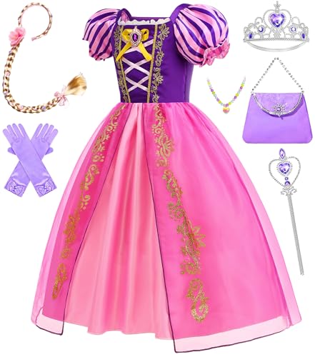 SYoimy Prinzessin Kleid für Mädchen Prinzessin Dress Up Kostüm Geburtstagsfeier Halloween Cosplay Kostüm mit Zubehör von SYoimy