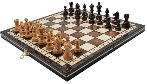 SZACHY-SZAFRANIEC - Schach und Dame Set Kirschholz - Klappbrett | 35 x 35 cm | aus Holz & 24 Dame | 2 cm | - Set von SZACHY-SZAFRANIEC