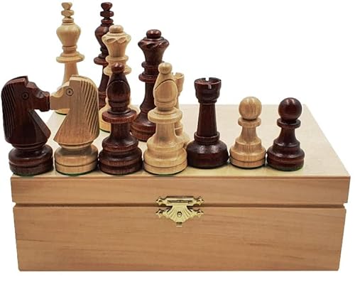 SZACHY-SZAFRANIEC- Schachspiel - Turnier Staunton 5 - Klappbar Truhe |21x15x8cm| aus Holz & 32 Schachfiguren Staunton 5 - Chess Set von SZACHY-SZAFRANIEC