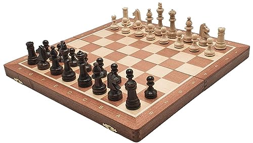 SZACHY-SZAFRANIEC - Schachspiel - Turnier Staunton No.4 Intarsien - Klappbar Schachbrett |38x38cm| aus Holz & 32 Schachfiguren Staunton 4 - Chess Board Set von SZACHY-SZAFRANIEC