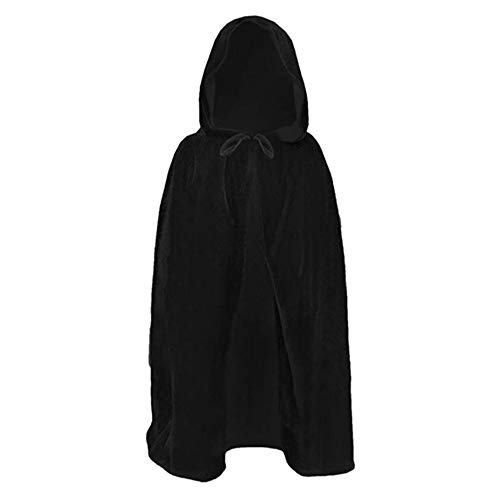 SZBZ Kinder Kapuzenumhang Halloween Weihnachten Cosplay Kostüme Samt Teufel Hexe Zauberer Robe Schwarz von SZBZ