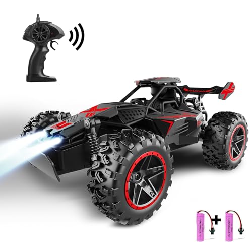 SZJJX Ferngesteuertes Auto ab 3 4 5 6 7 8+ Jahre Kinder,2.4Ghz RC Auto Spielzeug mit LED-Leuchten,Alloy Gehäuse,15+KM/H Rennauto Ferngesteuert,2WD RC Car Crawler Geschenk Mädchen Junge Schwarz Rot von SZJJX