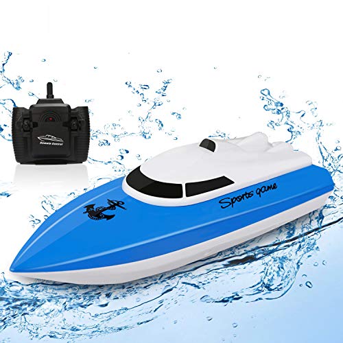 SZJJX Ferngesteuertes Boot, RC Boot Ferngesteuert für Kinder, 2.4Ghz Hochgeschwindigkeits-Mini-Rennboote Mit LI-ION Akku für See/Pool/Teich, Geschenk für Junge Mädchen ab 6 Jahre - Blau von SZJJX