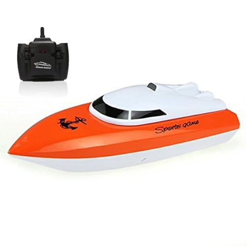 SZJJX Ferngesteuertes Boot, RC Boot Ferngesteuert für Kinder, 2.4Ghz Hochgeschwindigkeits-Mini-Rennboote Mit LI-ION Akku für See/Pool/Teich, Geschenk für Junge Mädchen ab 6 Jahre - Orange von SZJJX