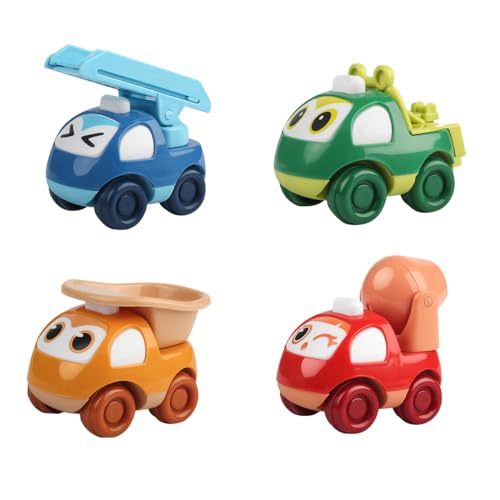 SZJLDS 4er Set Rückziehbaufahrzeuge,Auto Spielzeug，3,4,5,6 Jährige Mädchen Jungen, Aufziehauto und Reibungsbetriebene Fahrzeuge kleine Baumeister von SZJLDS