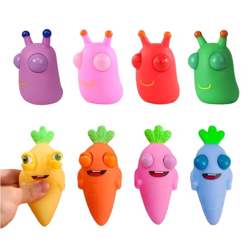 4 PCs Green Bug 4 PCs Karotten -Spielzeug, die Augen herausspringen, die lustige Kinder sensorische Zappelspielzeuge zur Linderung von Stress, Angst, Autismusspielzeug (8 Pack) verwendet von SZJYMY