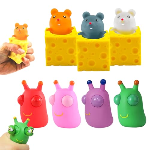 4 PCs Green Bug 4 PCs Up Fun Maus- und Käse -Block -Dekompressionsspielzeug, sensorische Zappelspielzeuge zur Linderung von Stress, Angstzuständen, Autismusspielzeug (8 Pack) von SZJYMY