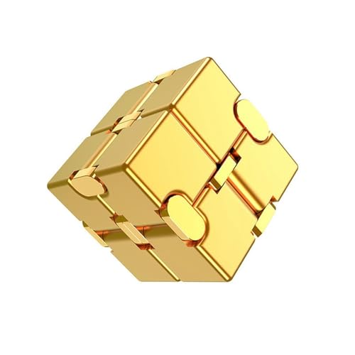 Infinite Zauberwürfel, einzigartiges Metall-Stressabbau-Spielzeug, kreative Fingerspitzenoberseite, belüfteter Stressabbau-Würfel, Spielzeuggeschenk, Kinder und Erwachsene (Gold) von SZSXYBZ