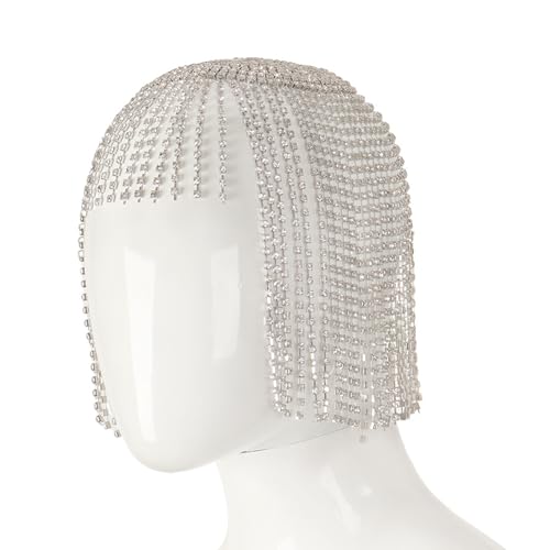 SZYDD Böhmischer Strass-Kopfschmuck, lange Quaste, funkelnde Kopfkette, Kappe für Maskerade, Party, Haarkette, Kopfschmuck, formelle Haar-Accessoires, Strasssteine von SZYDD