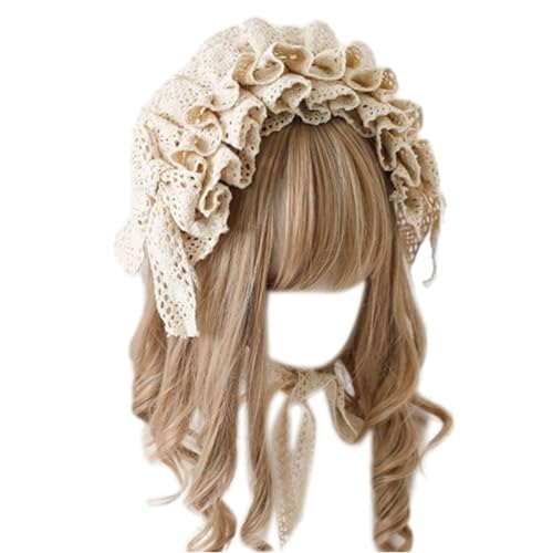 SZYDD Dark lo Girl Süßes Haar-Accessoire Spitze Tiara Elegante Dienstmädchen Haarschmuck Dienstmädchen Tiara Schleife Rüschen Tiara Party Cosplay Kostüm Geeignet für Frauen und Mädchen Tuch von SZYDD