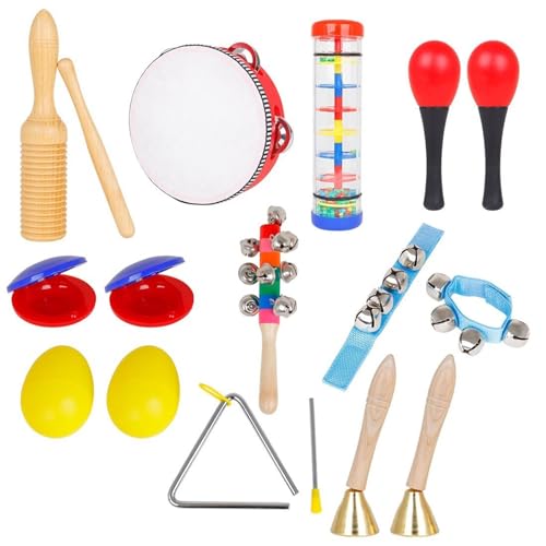 SZYDD Hand-Tamburin-Rassel-Shaker Orff Percussions für Kinder, Musikspielzeug, Kleinkinder, Musikinstrumente für frühes Lernen, 10 Stück von SZYDD