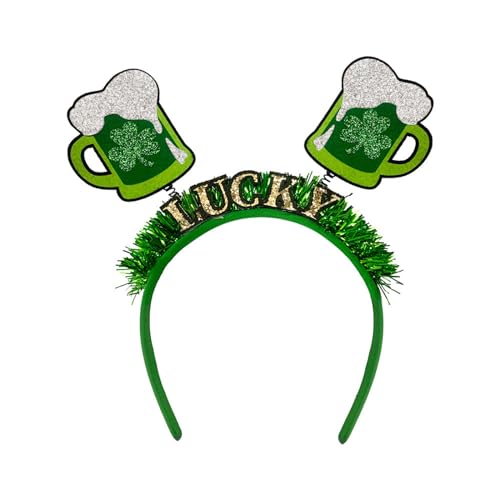 SZYDD Irish Festival Lustiger Bierkrug Stirnband St. Patrick's Day Feier Stirnband Urlaub Mottoparty Bierkrug Stirnband Irischer Nationalfeiertag Haarschmuck Vliesstoff Kunststoff von SZYDD