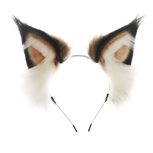 SZYDD Muppet Meow Meow Tier Ohr Stirnband Realistische Katzenohren Stirnband Frauen Musik Festival Make-up Stirnband Geeignet für Karneval Cosplay Anime Charakter Kopfbedeckung Plüsch von SZYDD