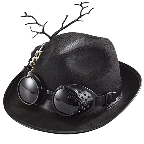 SZYDD Steampunk Brille Retro Gothic Dunkle Blume Skelett Hand Gay Top Hat Herren Hut Herren Gay Hut Retro Herren Schwarz Halloween Nachtclub von SZYDD