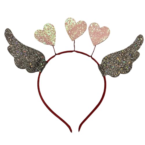 SZYDD Valentinstag Love Wings Stirnband Valentinstag Stirnband für Frauen Zartes Stirnband mit Pailletten Herz und Flügeln Slippery Stirnband Mädchen Abschlussball Supplies Greet Filztuch Blume von SZYDD