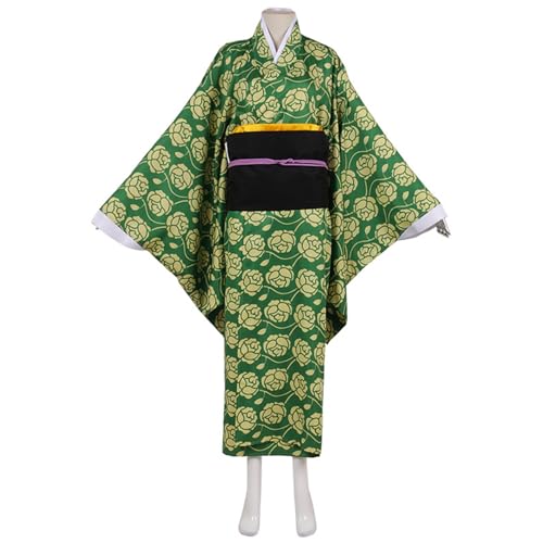 Anime Demon Slayer Hashibira Kotoha Cosplay Kimono Outfit, Kimetsu No Yaiba Grüner Mantel Komplettset Halloween Weihnachtsfeier Uniform,Women's,S von SZYDM