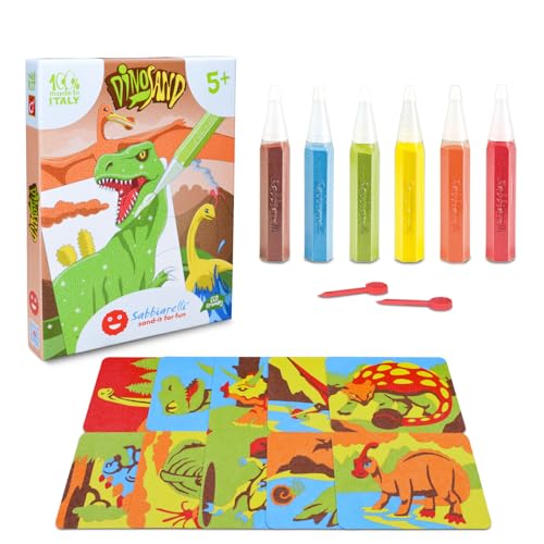 Sabbiarelli Sand-it For Fun Kit DinoSand Dinosaurier - Kreativ Bastelset: bemale die Dinosaurier mit Sand, Sandbilder für Kinder ab 5+ von Sabbiarelli