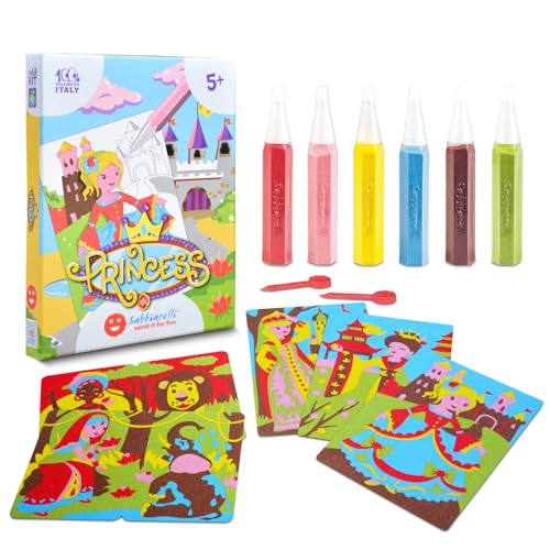 Sabbiarelli Sand-it For Fun Kit Princess Prinzessinnen - Kreativ Bastelset: bemale die Prinzessinnen mit Sand, Sandbilder für Kinder ab 5+, Geschenkidee zum Geburtstag von Sabbiarelli