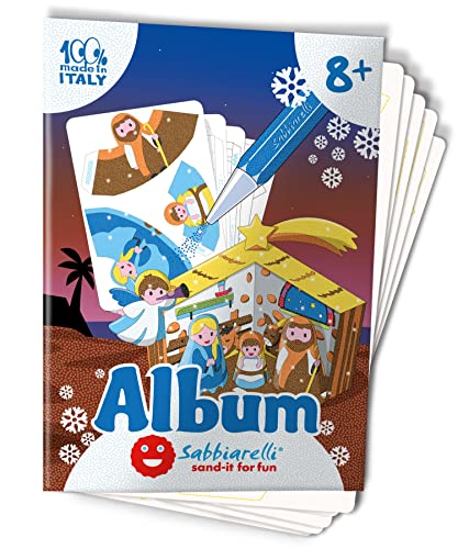 Sabbiarelli Sand-it For Fun - Album 3D Krippenspiel Weihnachtsnacht: 5 vorgeklebte Papier, zum bemalen mit Sand (Sand nicht enthalten), Geeignet für Kinder Jahre 8+ von Sabbiarelli