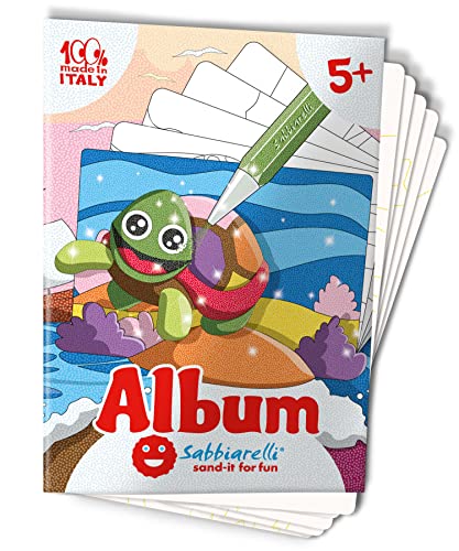 Sabbiarelli Sand-it for Fun- Album Das Meer: 5 vorgeklebte Zeichnungen, zum bemalen mit Sand (Sand Nicht enthalten), Sandbilder für Kinder ab 5+ von Sabbiarelli