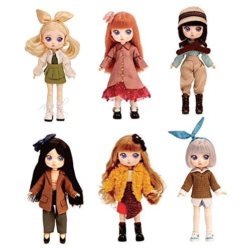 SacPero BJD Dolls SD Modepuppen LadyDoolli Ball 40 Gelenkpuppe 15,2 cm DIY Spielzeug mit komplettem Set Kleidung Schuhe Perücke Make-up Bestes Geschenk für Mädchen, Mystery Box/ein Set (sechs Anzüge von SacPero